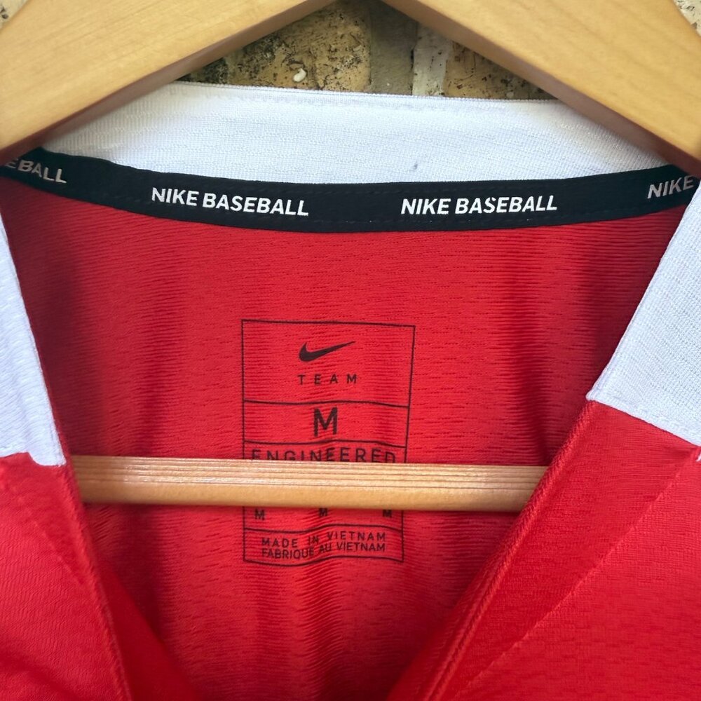 size Youth M Nike Boys Red white button Baseball Jersey Shirt Polyester $40 New, - Picture 3 of 4